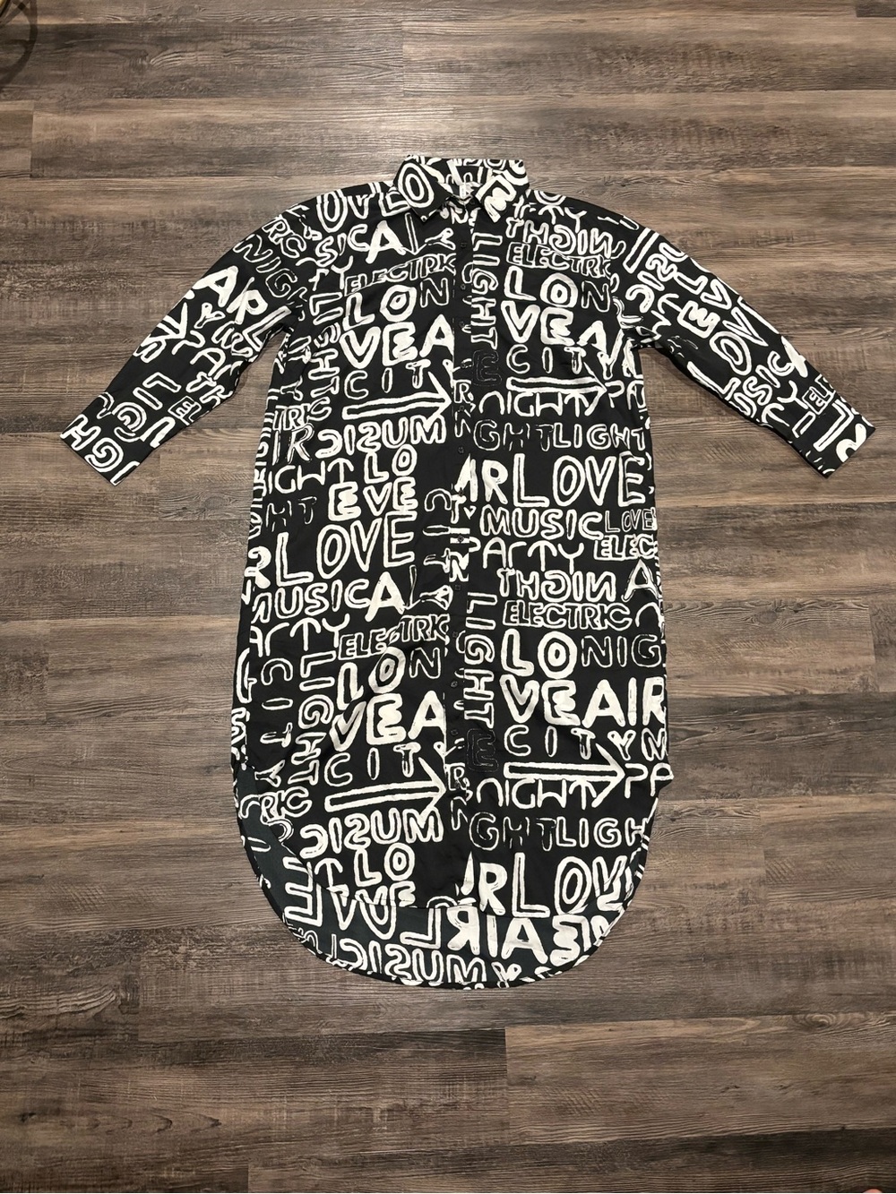Live 4 Truth Black and White Graphic Button-Up Dress